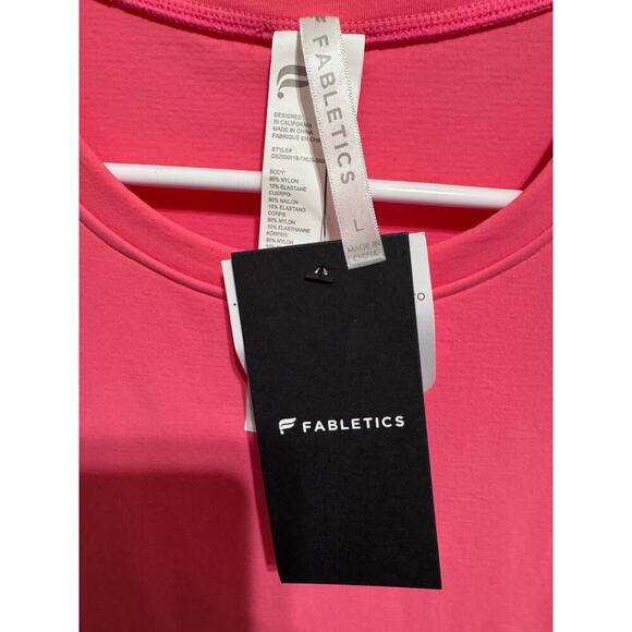 Fabletics Seamless Short Sleeve Mini Length Workout Dress Pink Cactus Sz L - Picture 11 of 11